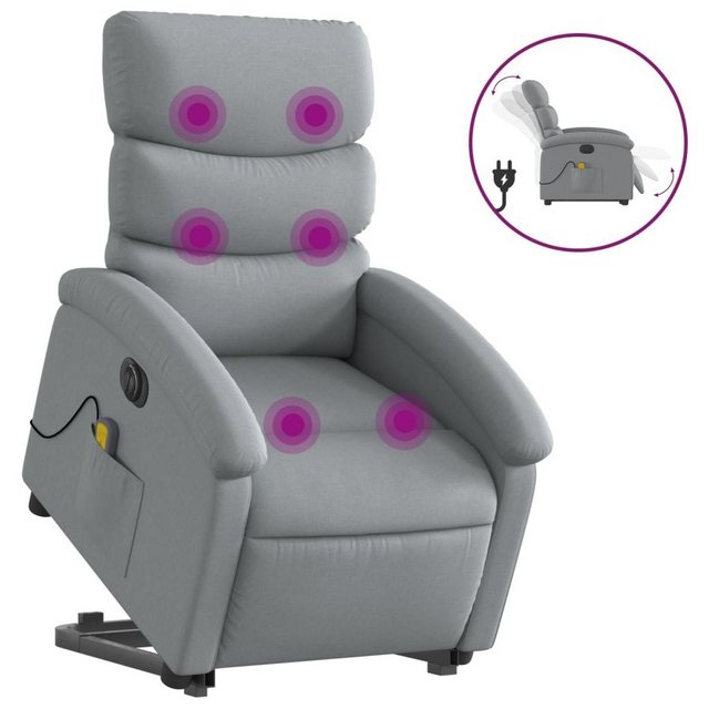 Bild von vidaXL Sessel Elektrischer Massagesessel mit Aufstehhilfe Hellgrau Stoff Relaxstuhl