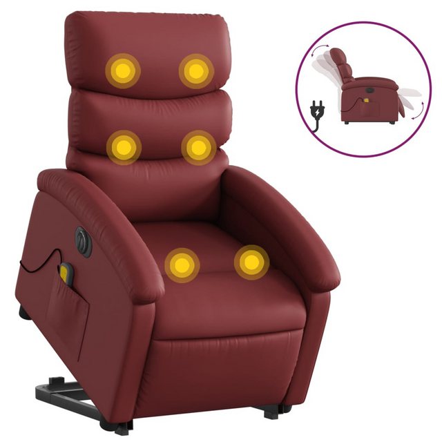 Bild von vidaXL Massagesessel mit Aufstehhilfe Elektrisch Weißrot Kunstleder Modell 8