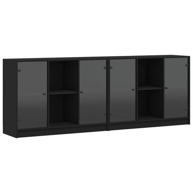 Bild von vidaXL Bücherregal Bücherschrank mit Türen Schwarz 204x37x75 cm Spanplatte