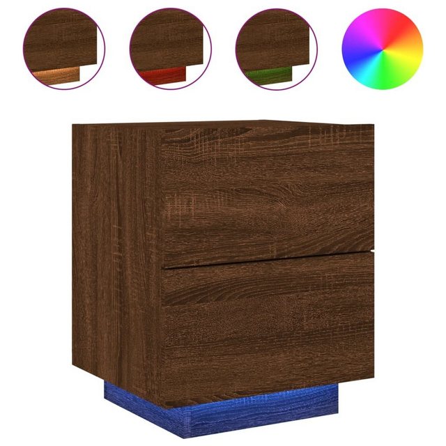 Bild von vidaXL Nachttisch Nachttisch mit LED Leuchten Braun Eichen-Optik Spanplatte Nachtschrank