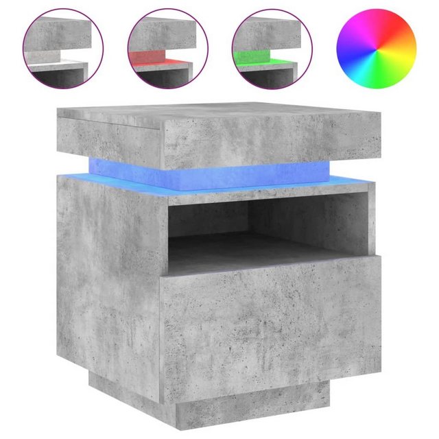 Bild von vidaXL Nachttisch Nachttisch mit LED Leuchten Betongrau 40x39x48,5 cm Nachtschrank Betts