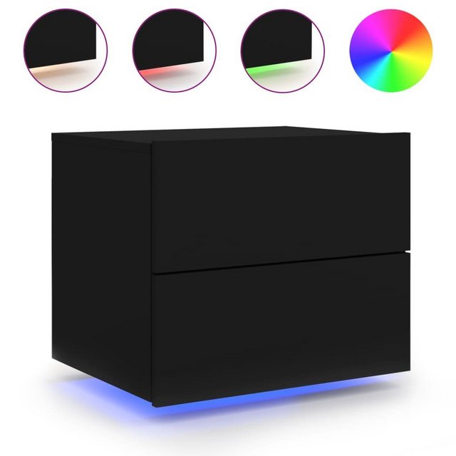 Bild von VidaXL, Nachttisch, Wand-Nachttisch mit LED-Leuchten Schwarz,Farbe (50 x 39 x 41 cm)