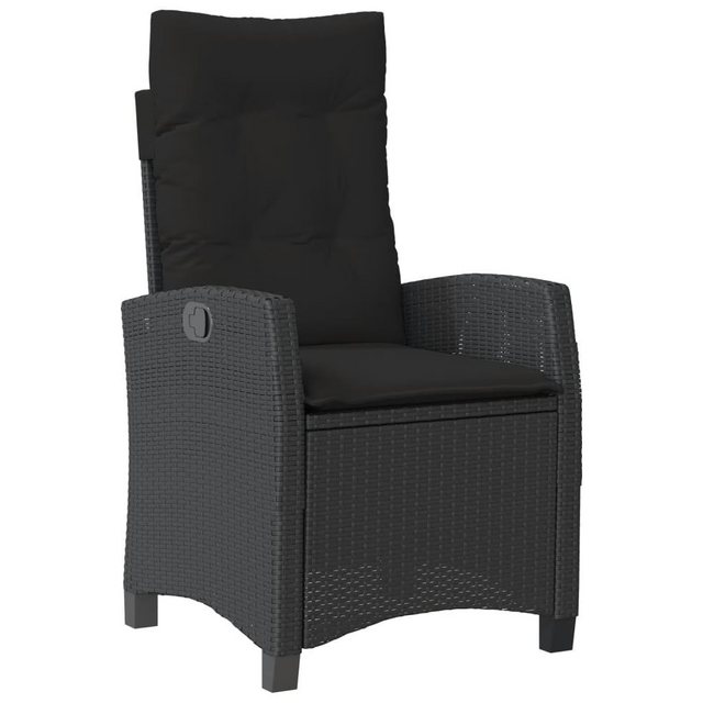 Bild von vidaXL Gartensessel Verstellbar mit Kissen Schwarz Stahl Poly Rattan