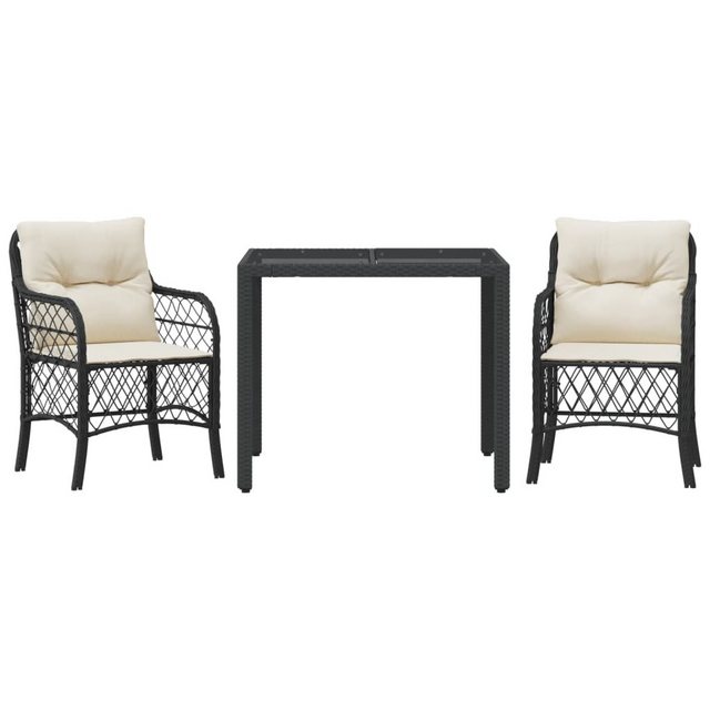 Bild von vidaXL 3-tlg Bistro-Set mit Kissen Schwarz Poly Rattan Modell 13