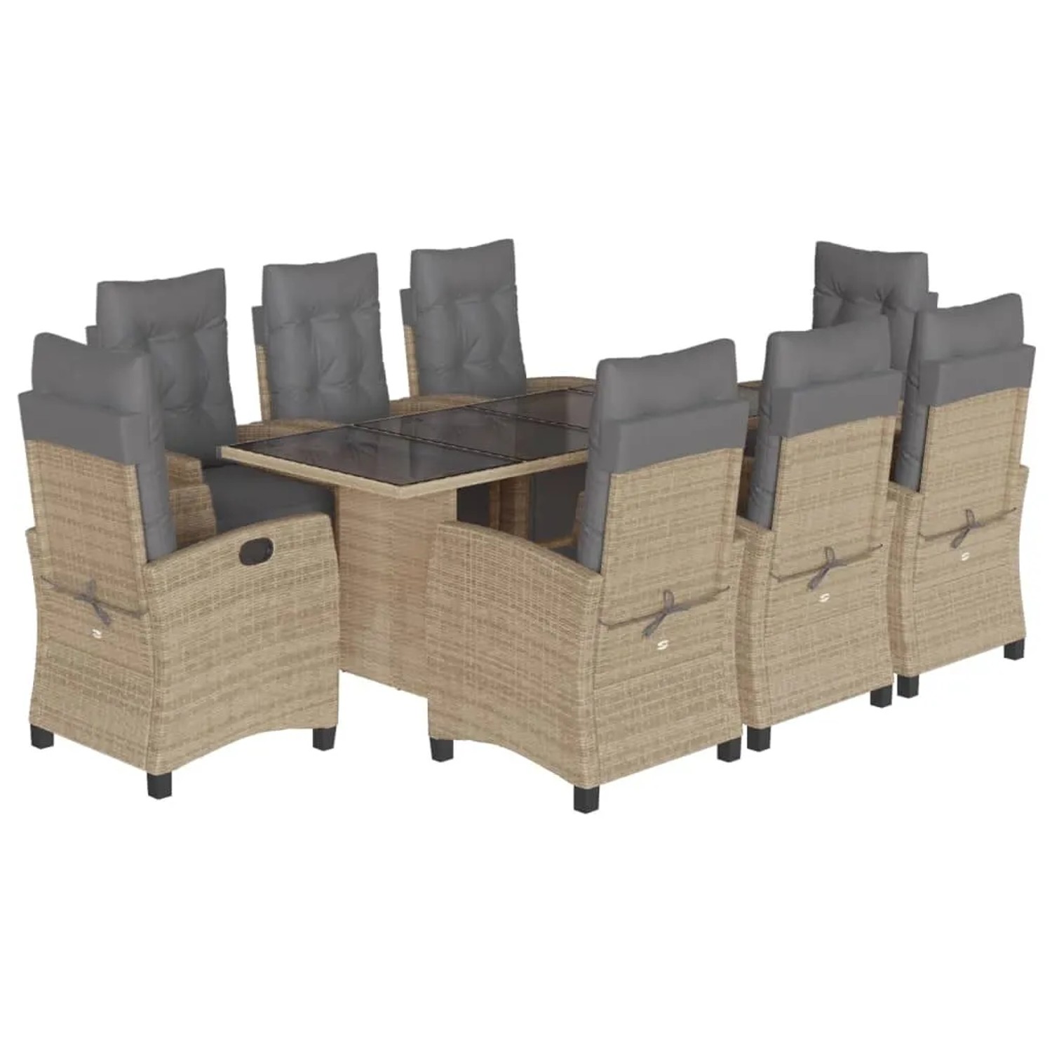 Bild von vidaXL 9-tlg Garten-Essgruppe mit Kissen Beigemischung Poly Rattan Modell 19