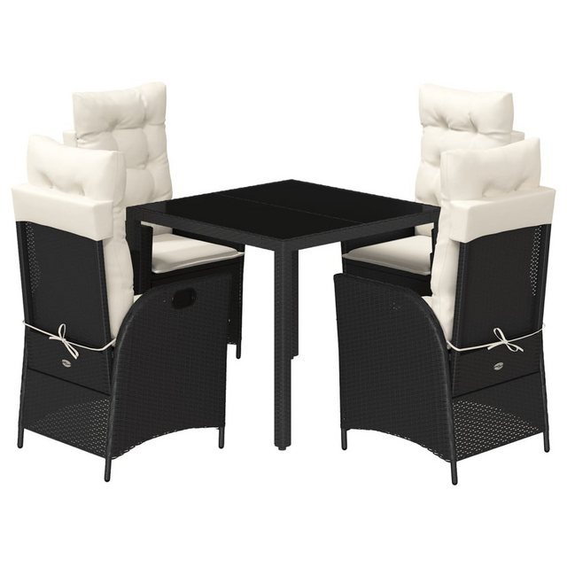 Bild von vidaXL Garten-Essgruppe 5-tlg. Garten-Essgruppe mit Kissen Schwarz Poly Rattan, (4-tlg)