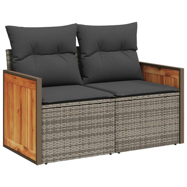 Bild von vidaXL Loungesofa Gartensofa 2-Sitzer mit Kissen Grau Poly Rattan, 1 Teile