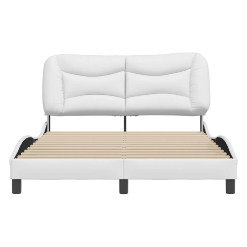 Bild von vidaXL Bettgestell, Bett mit Kopfteil, Bettrahmen mit Sperrholzlatten, Polsterbett Einzelbett für Schlafzimmer, Kunstleder Cappuccino-Braun 100x200cm, vidaXL Bett Bettgestell mit Kopfteil Cappuccino-Braun 100x200 cm Kunstleder