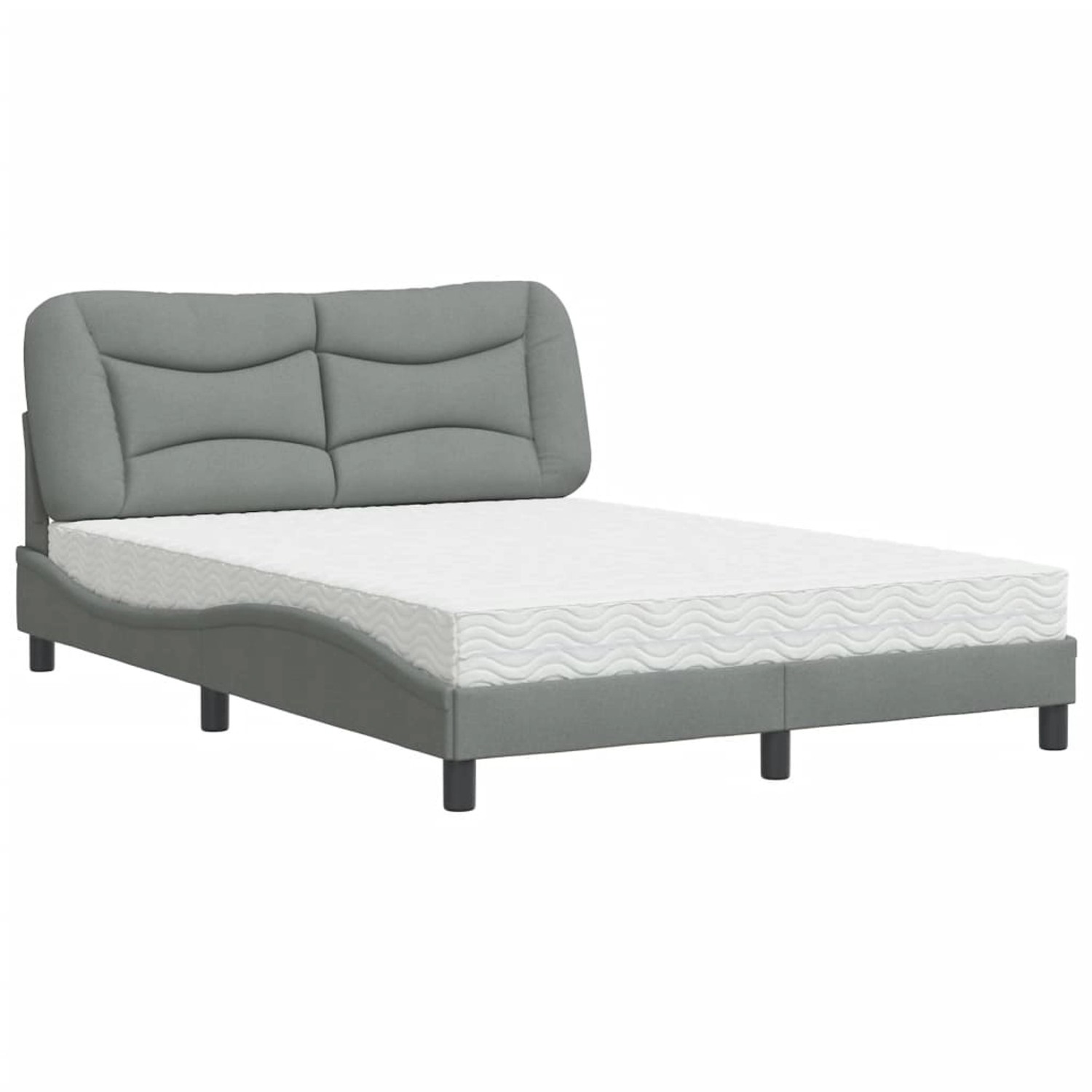 Bild von vidaXL Bett mit Matratze Hellgrau 120x200 cm Stoff2007268