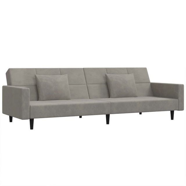 Bild von vidaXL Schlafsofa 2-Sitzer mit 2 Kissen Hellgrau Samt (375816)