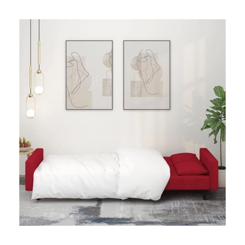 Bild von vidaXL Schlafsofa 2-Sitzer mit 2 Kissen in Weinrot Samt