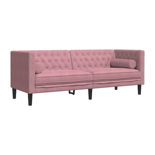 Bild von vidaXL Sofa Chesterfield-Sofa mit Nackenrollen 3-Sitzer Rosa Samt