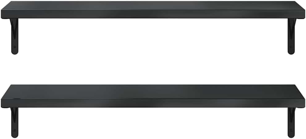 Bild von vidaXL Wandregale 2 STK. 100x30 cm Schwarz Edelstahl, Schweberegal, schwebendes Regal, Hängeregal, Wandboard, Regal, Regalbrett, CD Regal, DVD Regal