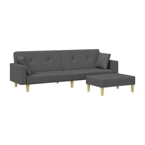 Bild von vidaXL Sofa Schlafsofa 2-Sitzer mit Fußhocker - Dunkelgrau