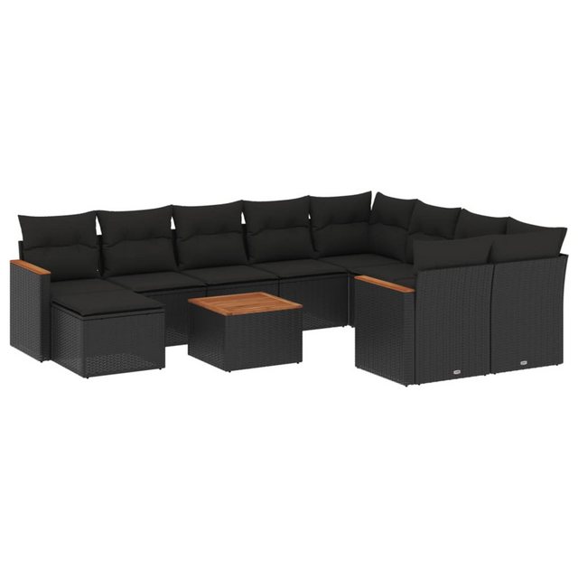 Bild von vidaXL 11-tlg Garten-Sofagarnitur mit Kissen Schwarz Poly Rattan Modell 86