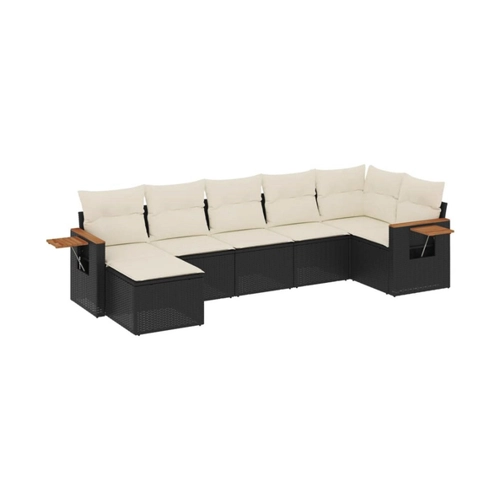 Bild von vidaXL Garten Sofagarnitur mit Kissen 7-TLG. in Schwarz