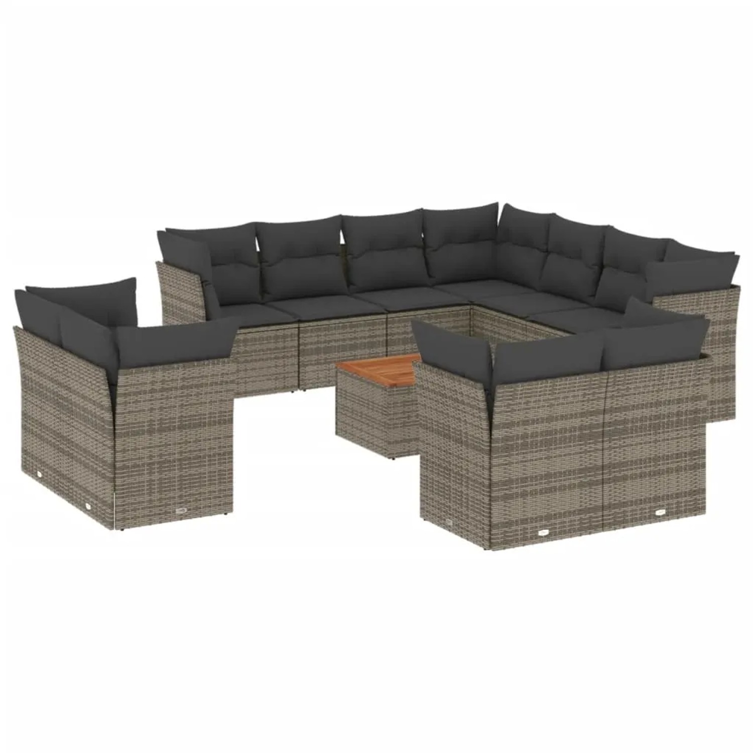 Bild von vidaXL Gartenlounge-Set 12-tlg. Garten-Sofagarnitur mit Kissen Grau Poly Rattan, (1-tlg)