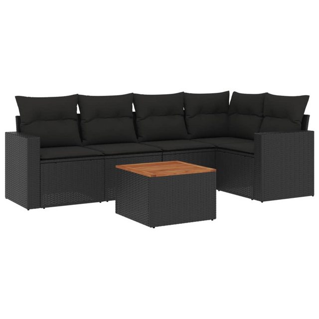 Bild von vidaXL 6-tlg Garten-Sofagarnitur mit Kissen Schwarz Poly Rattan Modell 86