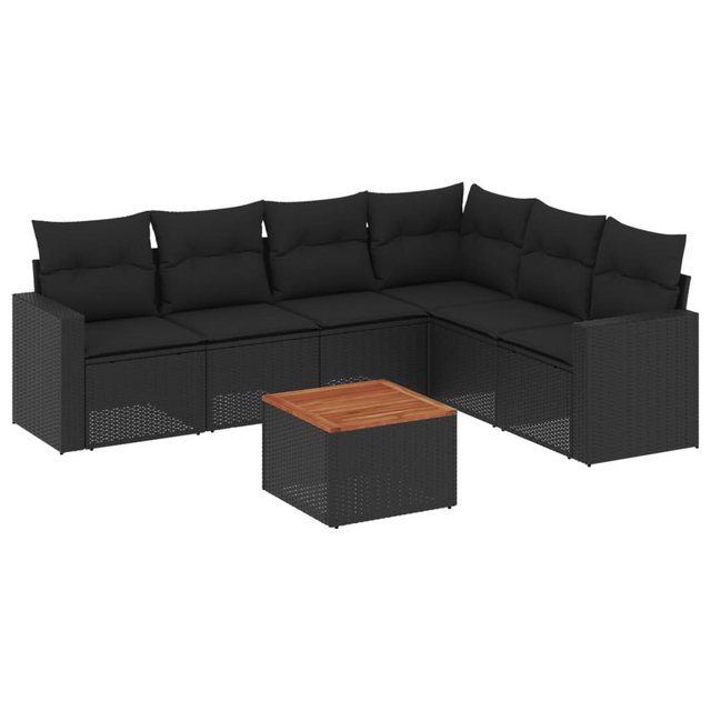 Bild von vidaXL 7-tlg Garten-Sofagarnitur mit Kissen Schwarz Poly Rattan Modell 106