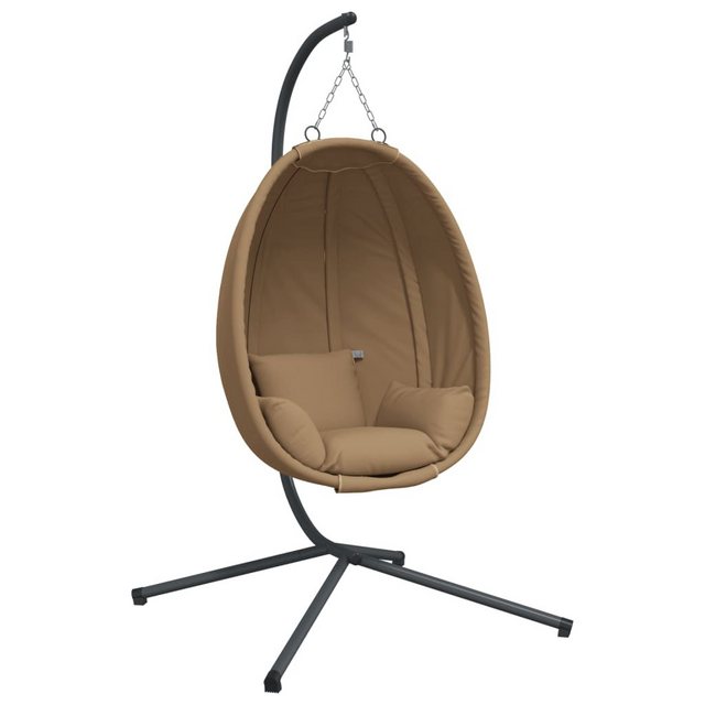 Bild von vidaXL Hollywoodschaukel Hängesessel Ei-Design mit Ständer Taupe Stoff und Stahl, 1 tlg.