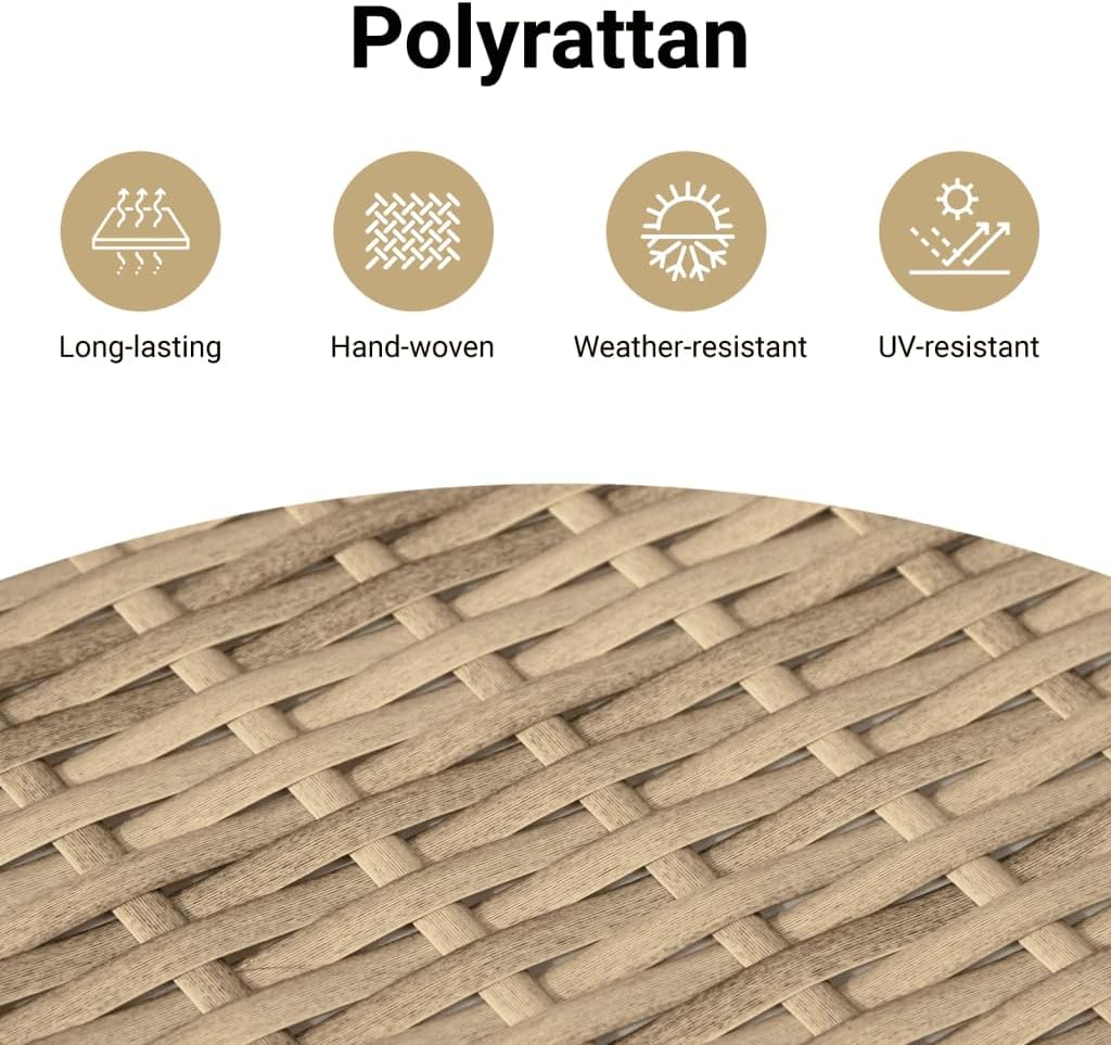 Bild von vidaXL Garten Sofagarnitur mit Kissen 7-TLG., Gartenmöbel Gartengarnitur, Sitzgruppe Sitzgarnitur, Lounge Sofa Garnitur Terrasse, Beige Poly Rattan