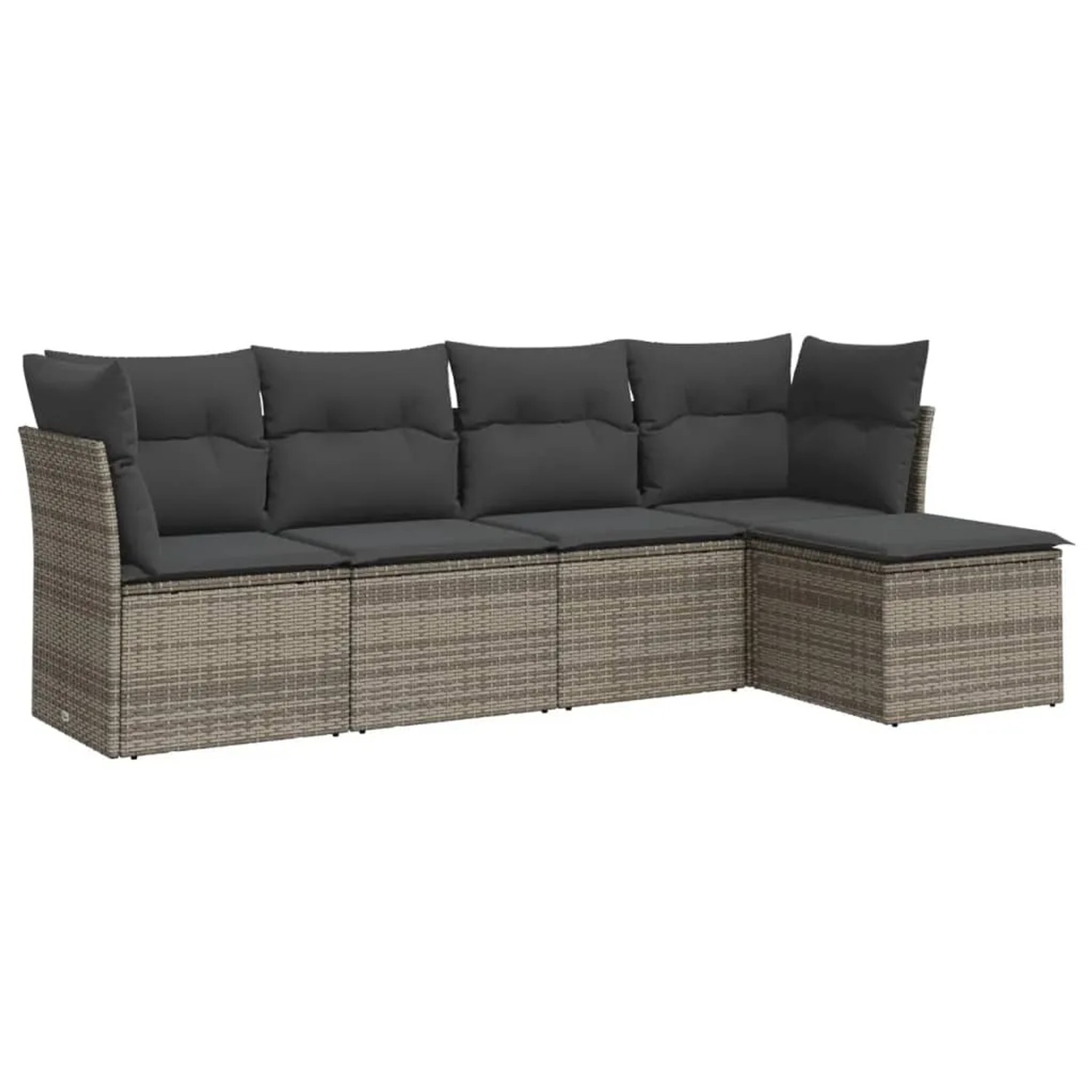 Bild von vidaXL 5-tlg Garten-Sofagarnitur mit Kissen Grau Poly Rattan Modell 29