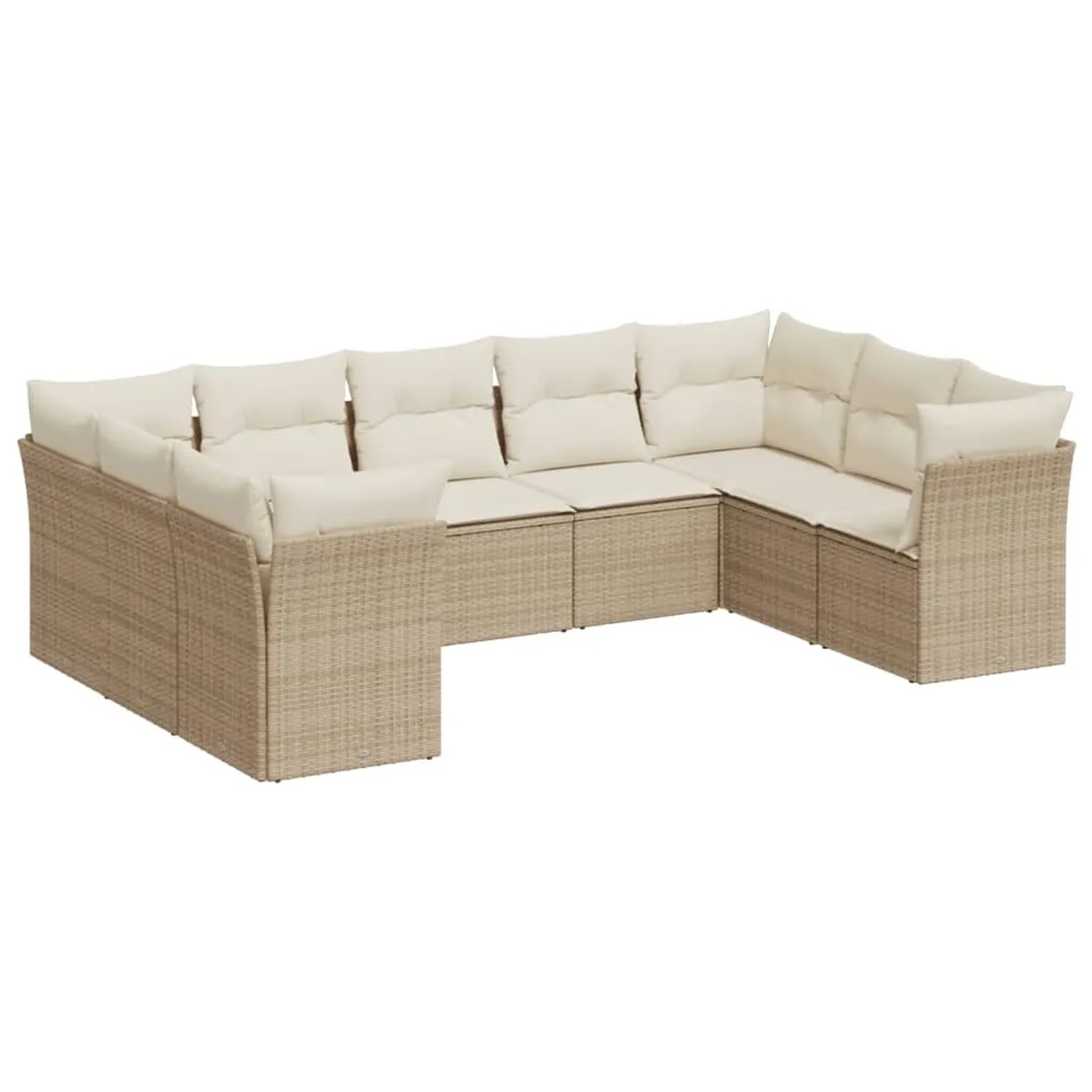 Bild von vidaXL 9-tlg Garten-Sofagarnitur mit Kissen Beige Poly Rattan Modell 80