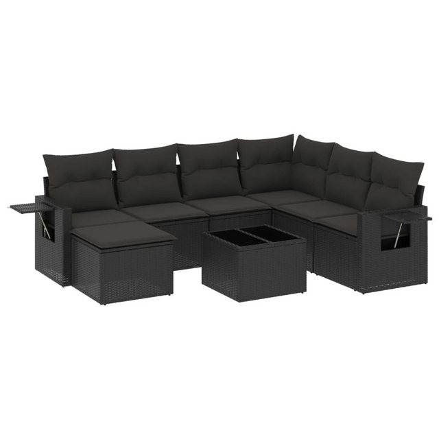 Bild von vidaXL Gartenlounge-Set 8-tlg. Garten-Sofagarnitur mit Kissen Schwarz Poly Rattan, (1-tlg)