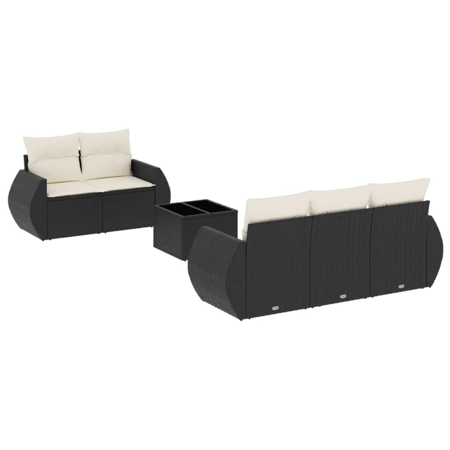 Bild von vidaXL Gartenlounge-Set 6-tlg. Garten-Sofagarnitur mit Kissen Schwarz Poly Rattan, (6-tlg)