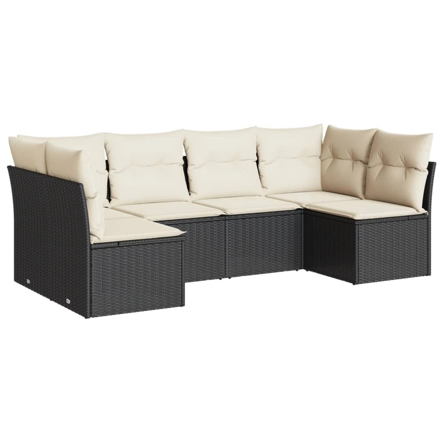 Bild von vidaXL Gartenlounge-Set 6-tlg. Garten-Sofagarnitur mit Kissen Schwarz Poly Rattan, (1-tlg)