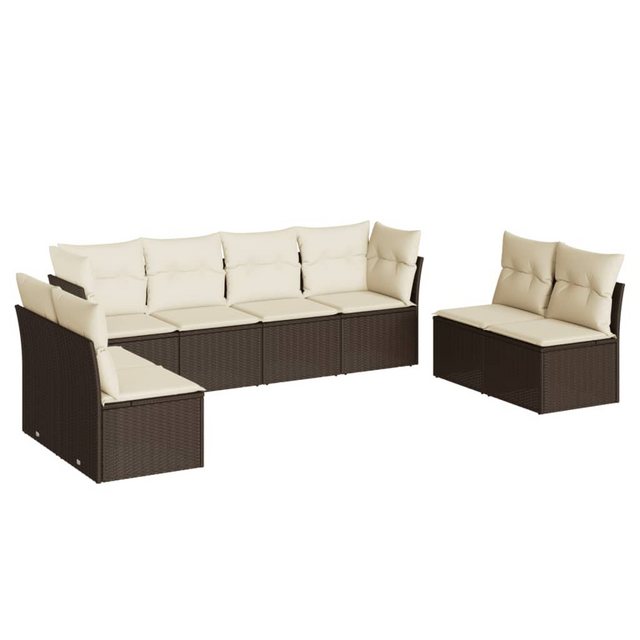 Bild von vidaXL Gartenlounge-Set 8-tlg. Garten-Sofagarnitur mit Kissen Braun Poly Rattan, (1-tlg)