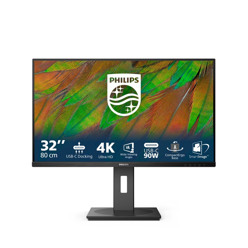 Bild von Philips 32B1U3900 3000 Series LED-Monitor 81.3 cm (32) - VA, 4K, 3840 × 2160 (16:9), 140 Hz, Display: matt, 10 bit, 4 ms, höhenverstellbar, Lautsprecher, HDMI und DisplayPort, USB-C und RJ-45 (LAN) Datenschnittstelle, VESA (32B1U3900/00)
