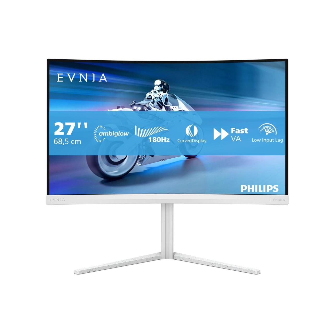 Bild von Philips Evnia 5000 27M2C5201L - LED-Monitor - Gaming - gebogen - 68.5 cm (27) - 1920 x 1080 Full HD (1080p) @ 180 Hz - Fast VA - 3000:1 - HDR10 - 0.5 ms - 2xHDMI, DisplayPort - weiß (27M2C5201L/00)