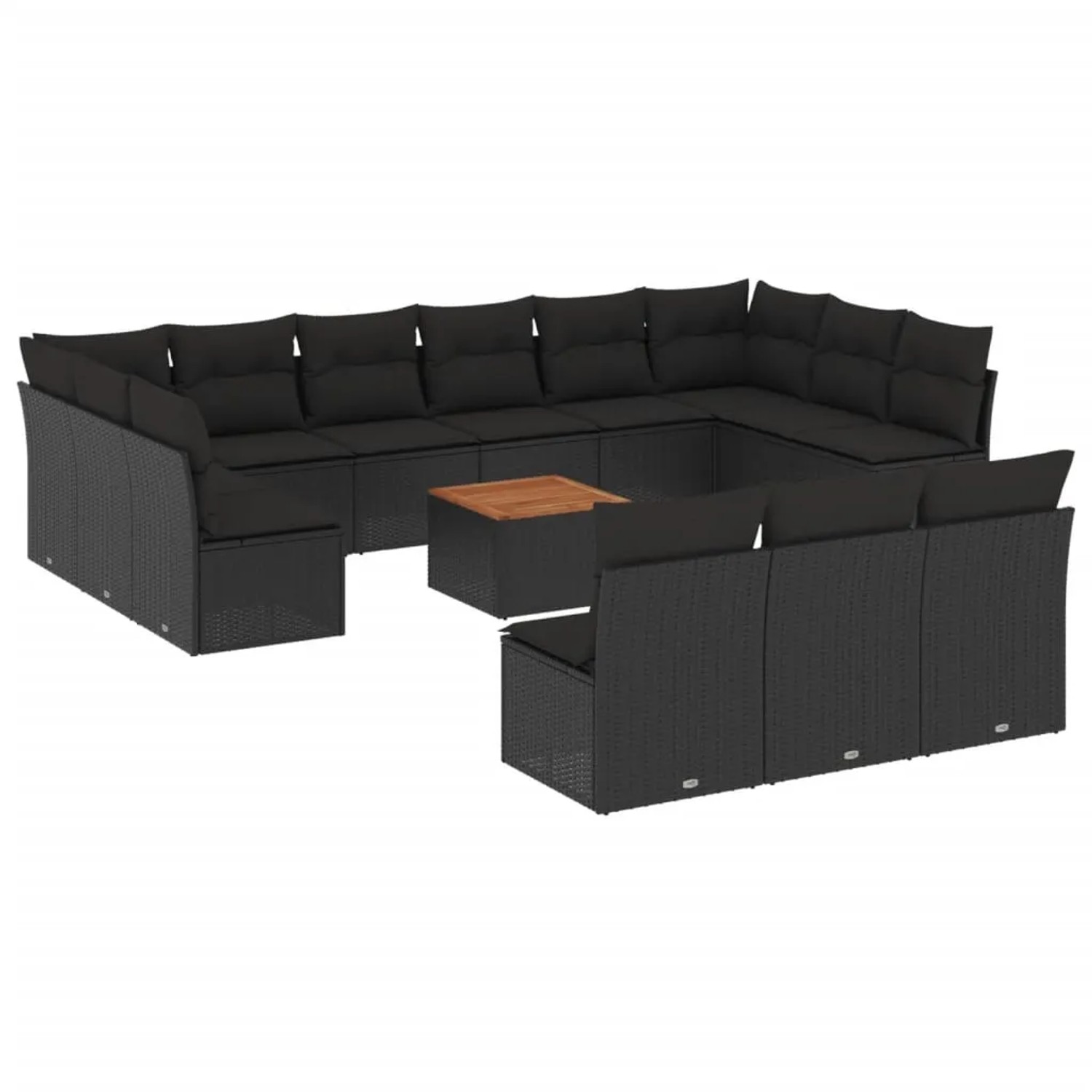Bild von vidaXL Gartenlounge-Set 14-tlg. Garten-Sofagarnitur mit Kissen Schwarz Poly Rattan, (1-tlg)