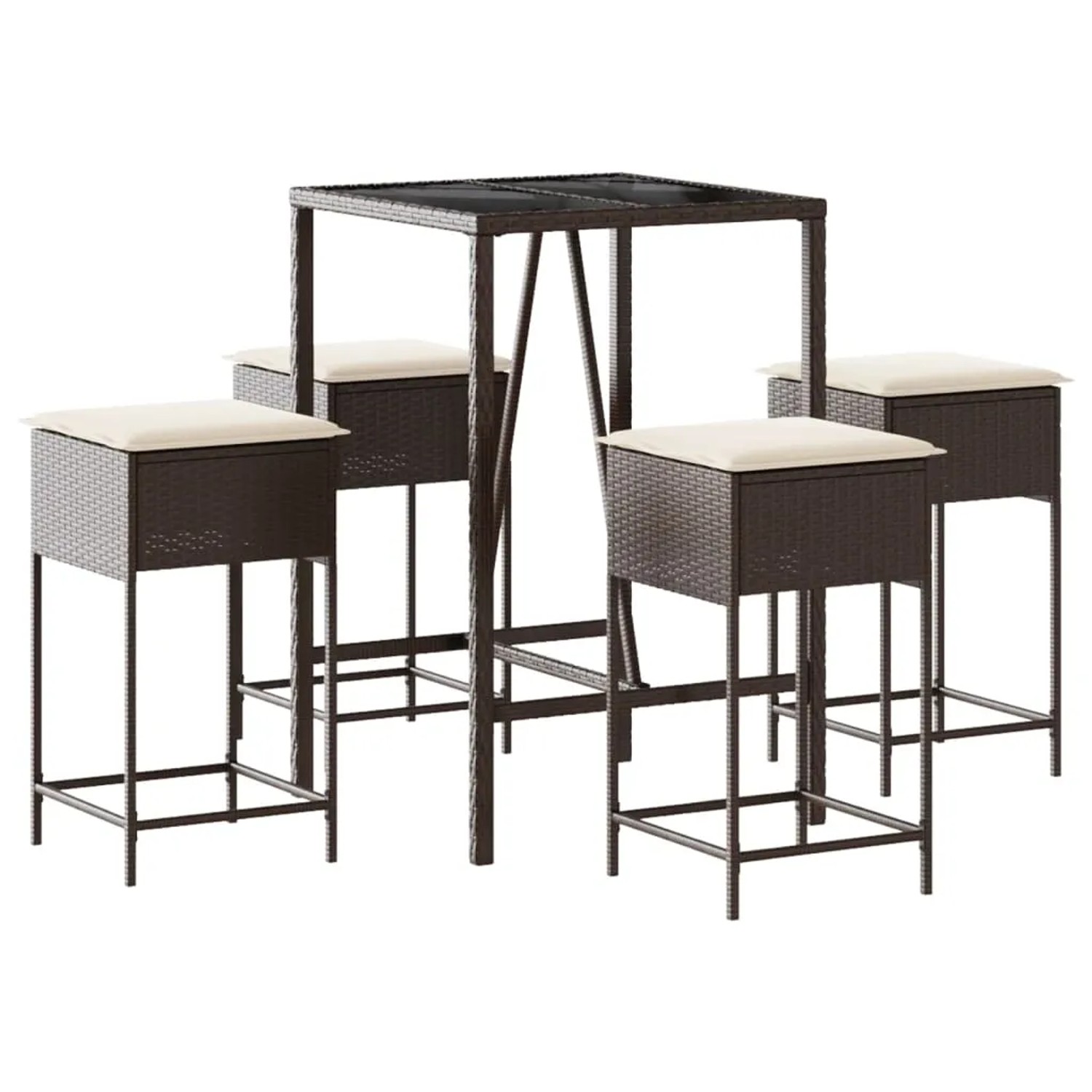 Bild von vidaXL 5-tlg Gartenbar-Set mit Kissen Braun Poly Rattan Modell 11