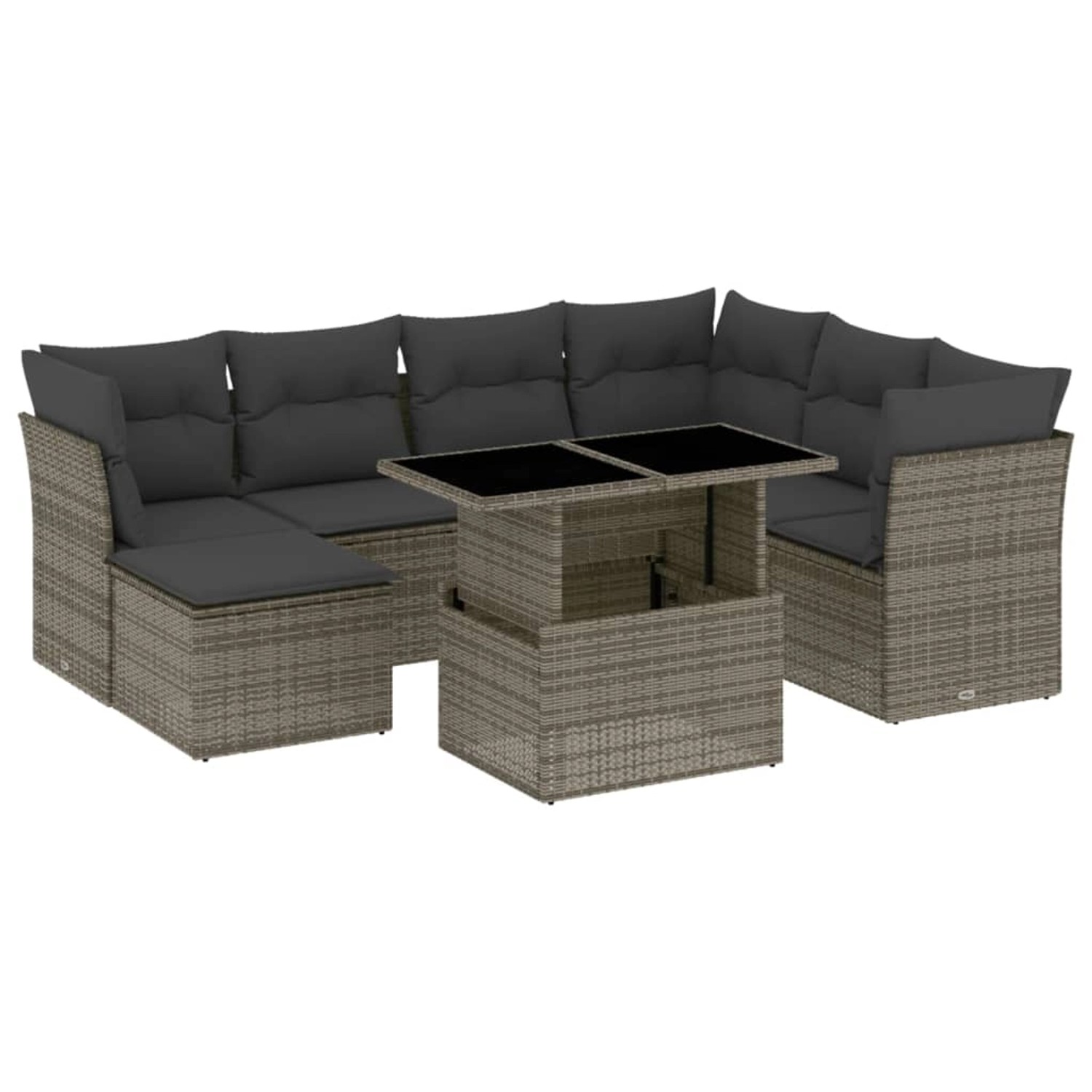 Bild von vidaXL 8-tlg Garten-Sofagarnitur mit Kissen Grau Poly Rattan Modell 156