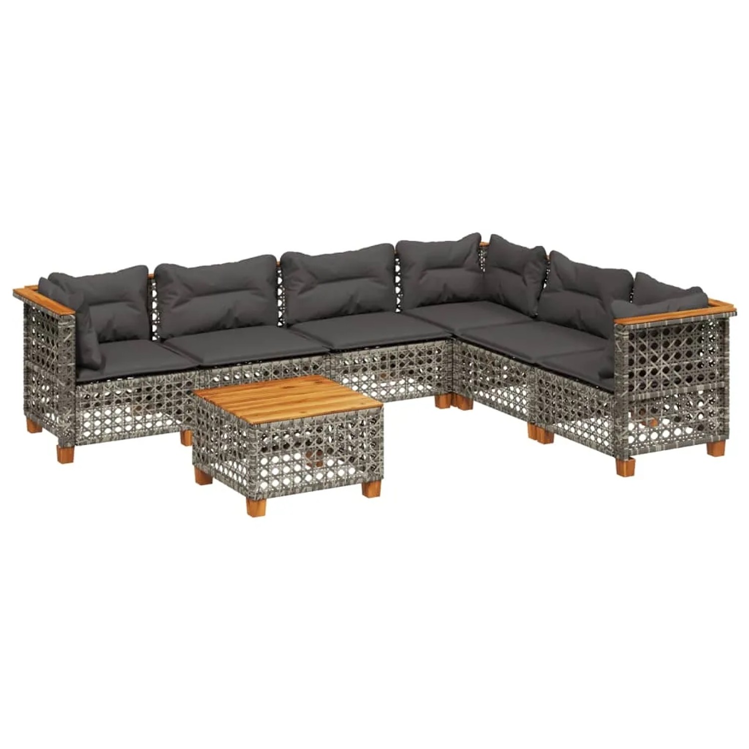 Bild von vidaXL 7-tlg Garten-Sofagarnitur mit Kissen Grau Poly Rattan Modell 189