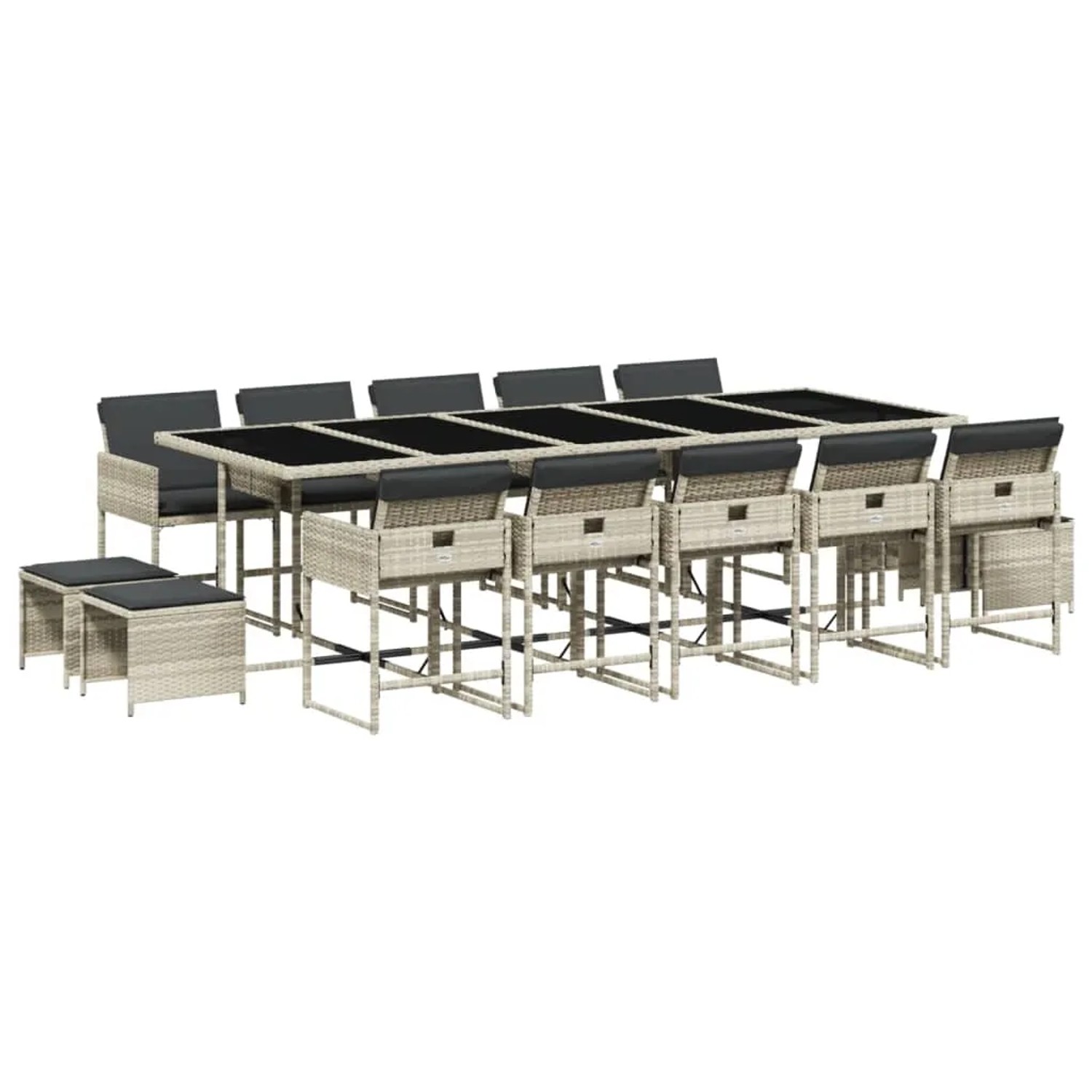 Bild von vidaXL 15-tlg Garten-Essgruppe mit Kissen Hellgrau Poly Rattan Modell 4