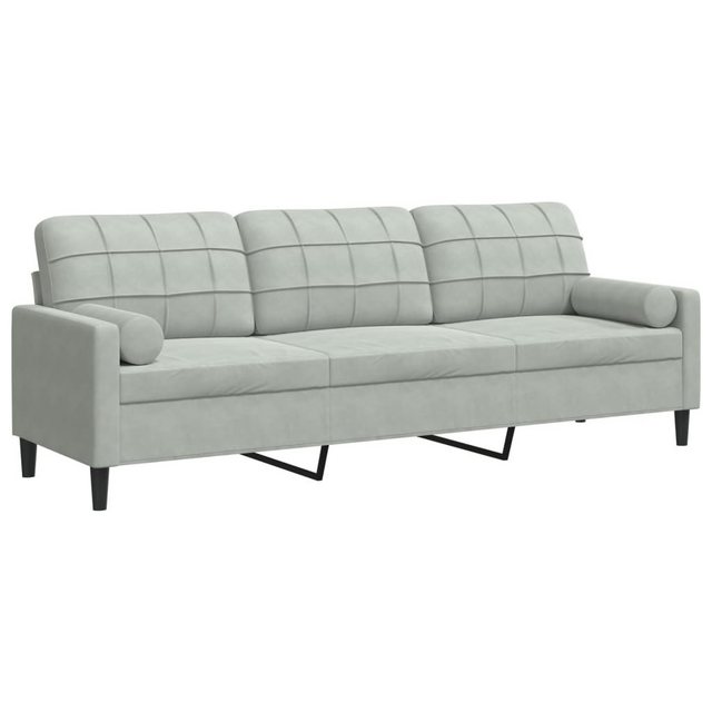 Bild von vidaXL Sofa 3-Sitzer mit Zierkissen Hellgrau 210 cm Samt 2164081