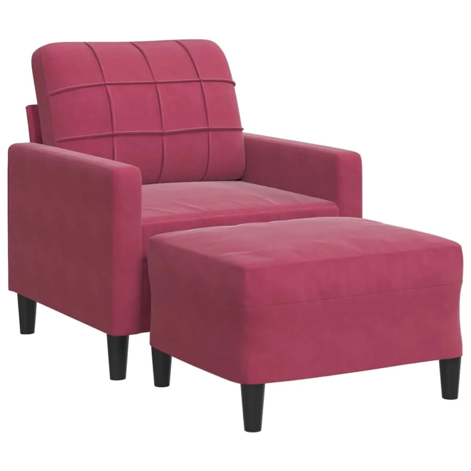 Bild von vidaXL Sessel mit Hocker Weinrot 60 cm Samt 2158379