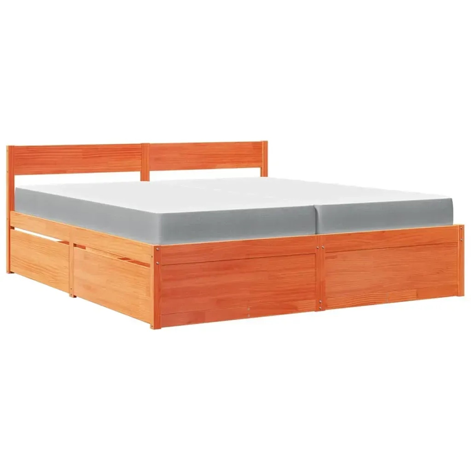 Bild von vidaXL Bett mit Schubladen und Matratze Wachsbraun 200x200 Massivholz2010808