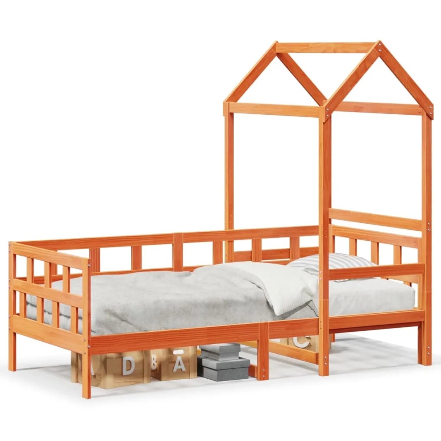 Bild von vidaXL Tagesbett mit Dach Wachsbraun 90x190 cm Massivholz Kiefer2105342