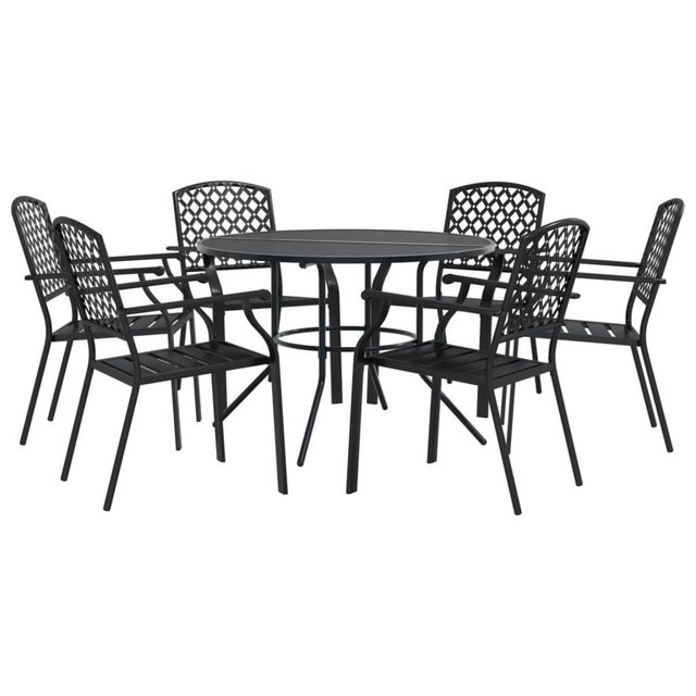 Bild von vidaXL Gartenlounge-Set Gartenstuhl-Set 7-tlg. Stapelbar Pulverbeschichteter Stahl, (6-tlg)