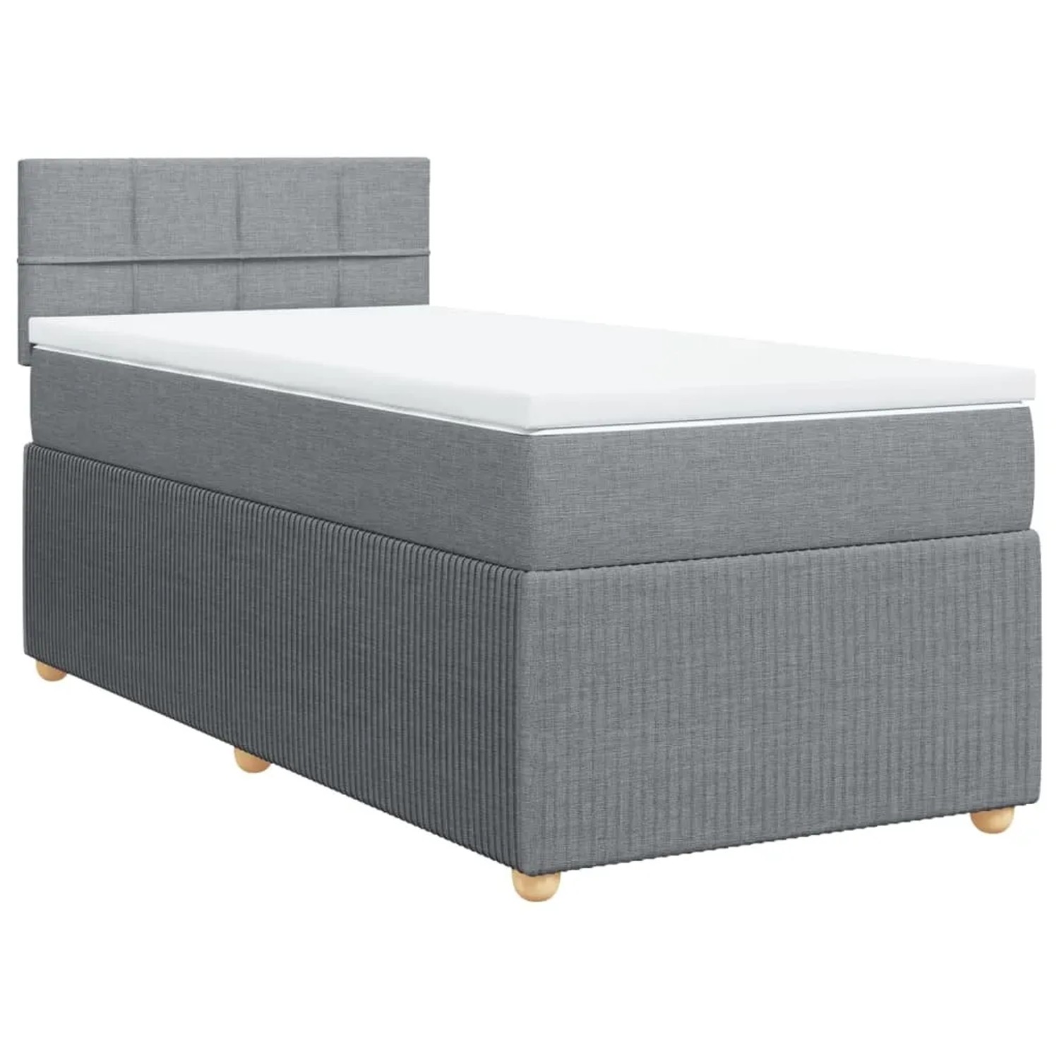 Bild von vidaXL Boxspringbett, Einzelbett mit Matratze Matratzenauflage, Bettgestell mit Kopfteil, Polsterbett Bett für Schlafzimmer, Hellgrau 90x190cm Stoff