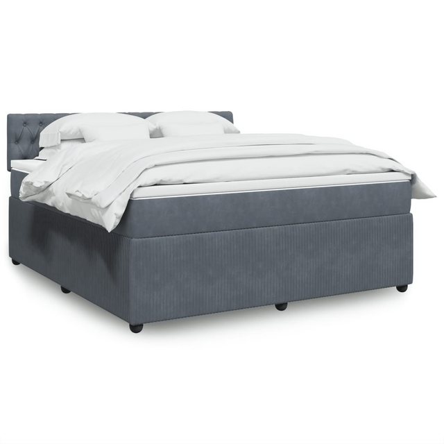 Bild von vidaXL Bettgestell Boxspringbett mit Matratze Dunkelgrau 180x200 cm Samt Bett Bettgestell