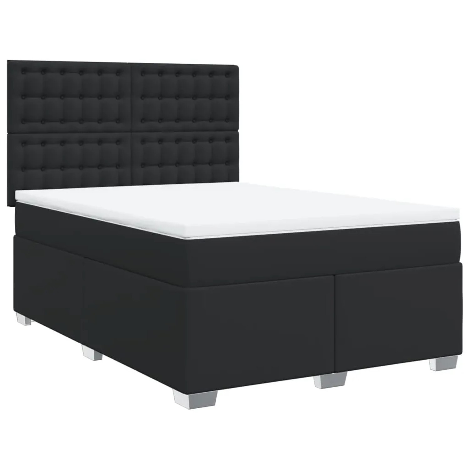 Bild von vidaXL Boxspringbett mit Matratze Schwarz 160x200 cm Kunstleder2107894