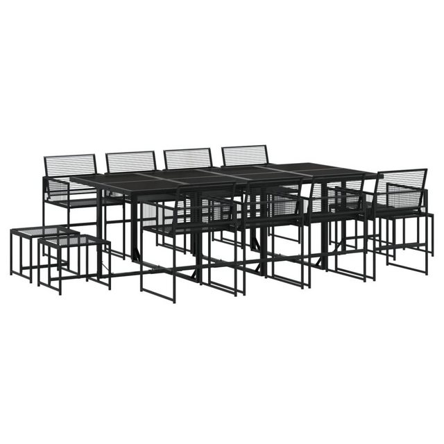 Bild von vidaXL Garten-Essgruppe 13-tlg. Garten-Essgruppe Schwarz Poly Rattan, (12-tlg)