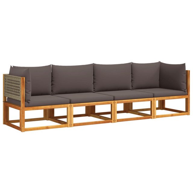Bild von vidaXL Gartenlounge-Set 4-tlg. Garten-Sofagarnitur mit Kissen Massivholz, (1-tlg)