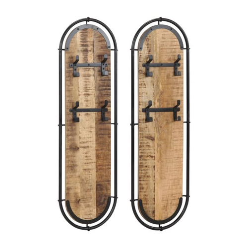 Bild von vidaXL Garderobenständer Wandgarderoben mit 4 Haken - 2 Stk. aus rauem Mangoholz
