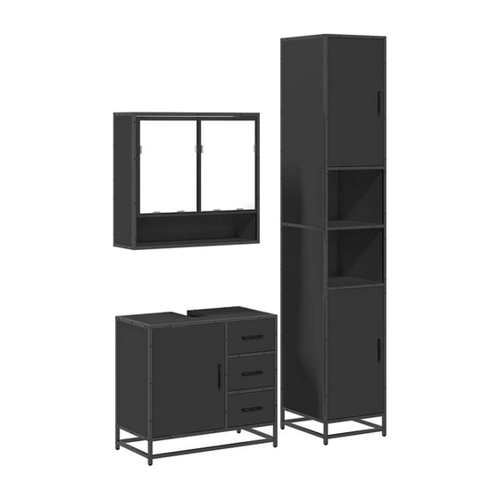 Bild von vidaXL Badezimmer-Set 3-tlg. Badmöbel-Set Schwarz Holzwerkstoff